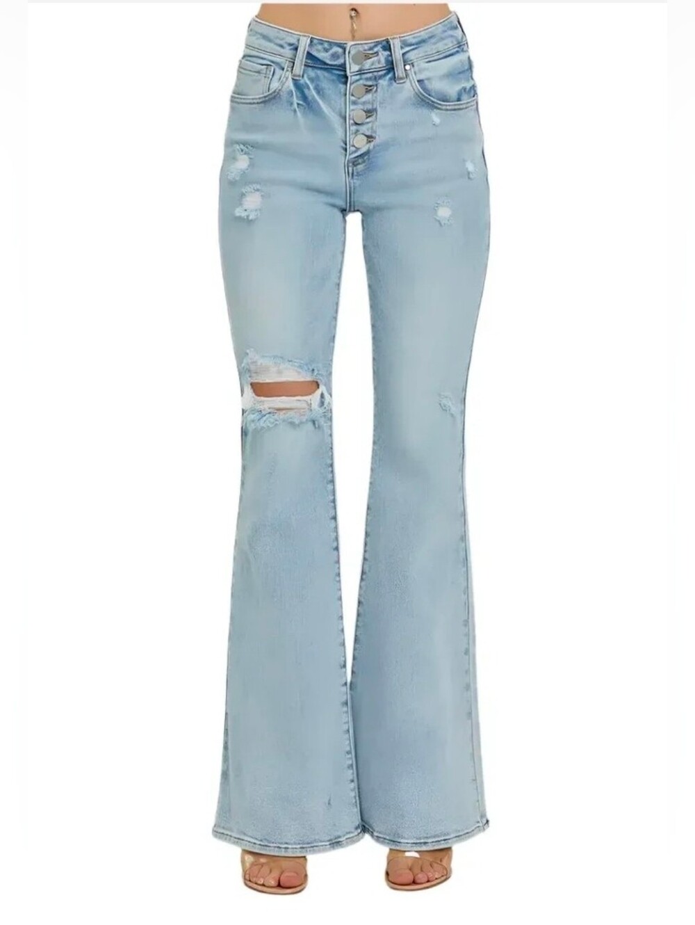 NWT Risen Mid Rise Button Fly Flare Leg Jeans
